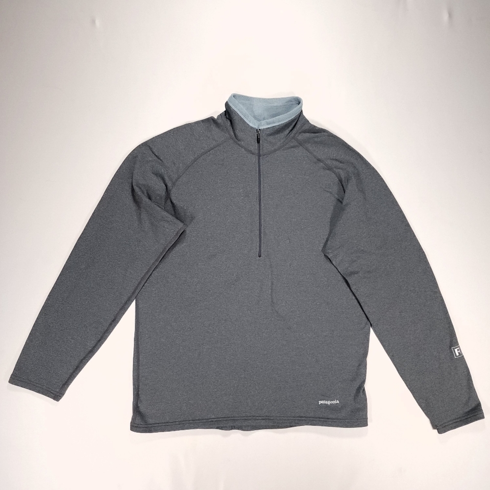 Patagonia Mens Regulator Fleece R.5 1/2 Zip  Pullover Size Large Gray/Blue GUC!